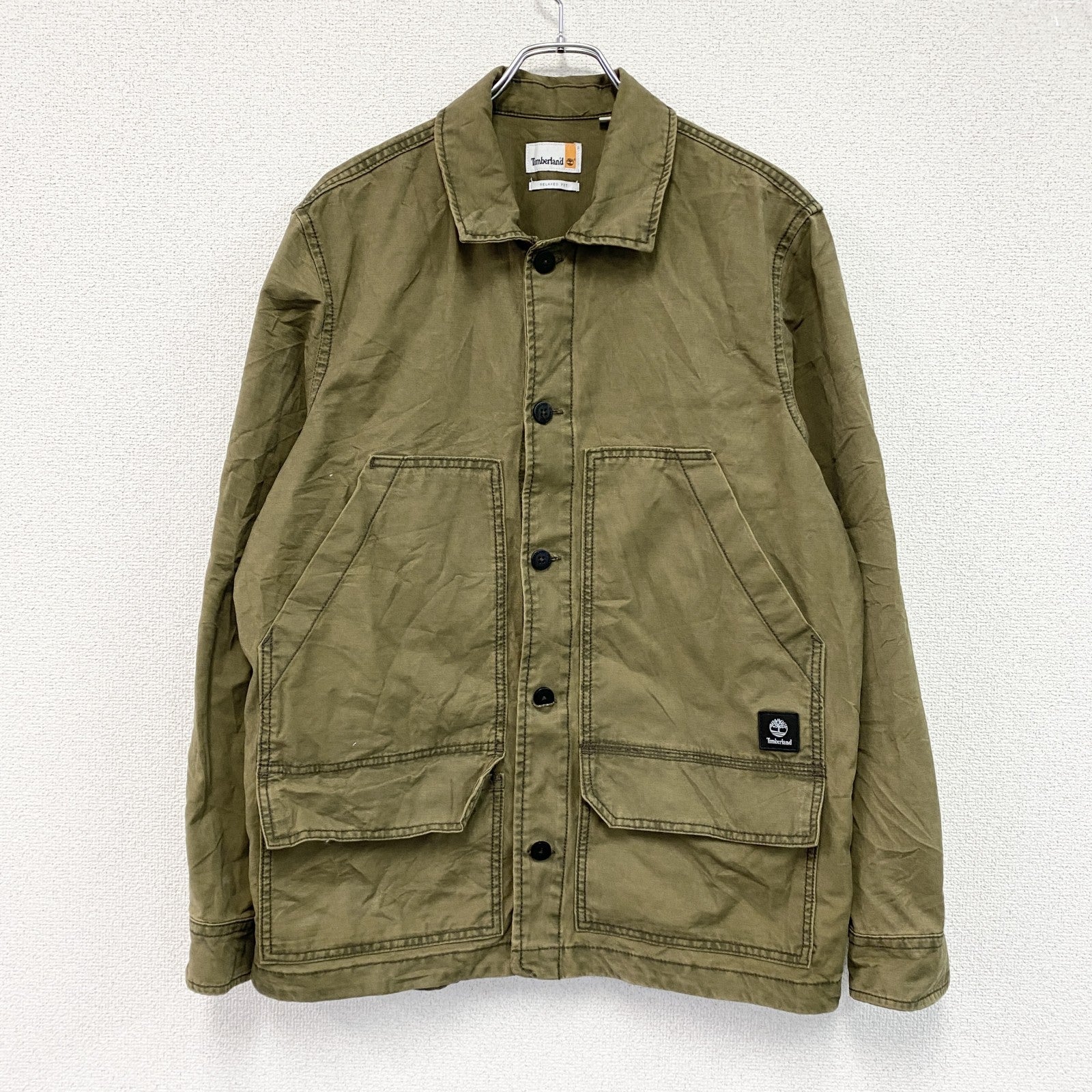 Timberland　ティンバーランド　ガーメント ダイ オックスフォード ユーティリティ オーバーシャツ　カーキ　Lサイズ