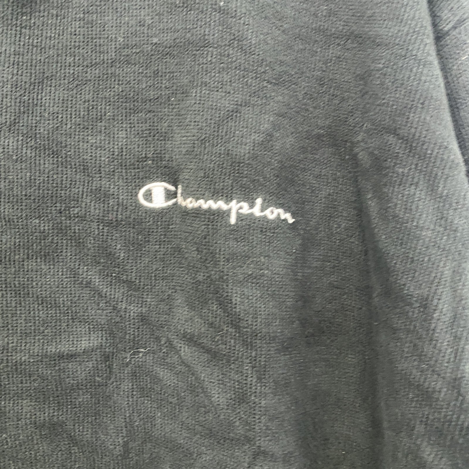 90s　Champion　チャンピオン　コットンニットセーター　ヴィンテージ　ロゴ刺繡　黒　ブラック　XLサイズ