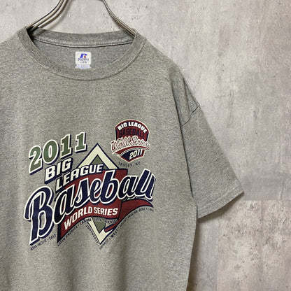 古着 used　RUSSELL　ラッセル　BIG LEAGUE BASEBALL 2011　半袖プリントTシャツ　グレー　野球