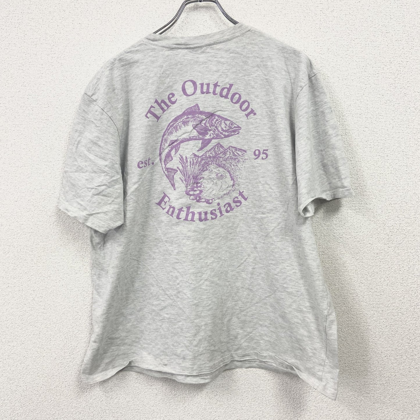 T-BAR×COTTON ON　半袖プリントアニマルTシャツ　アーチプリント　ポケット付き　灰色　霜降りグレー　XXLサイズ