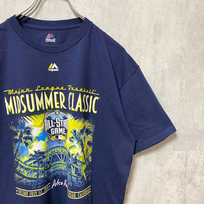古着 used　MLB　ALL STAR GAME 2016　野球　半袖プリントTシャツ　ネイビー　紺　スポーツ　Lサイズ