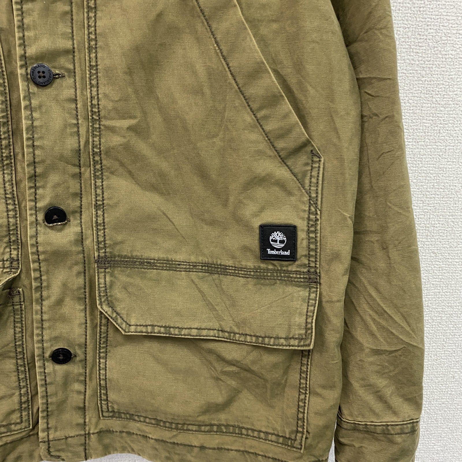 Timberland　ティンバーランド　ガーメント ダイ オックスフォード ユーティリティ オーバーシャツ　カーキ　Lサイズ