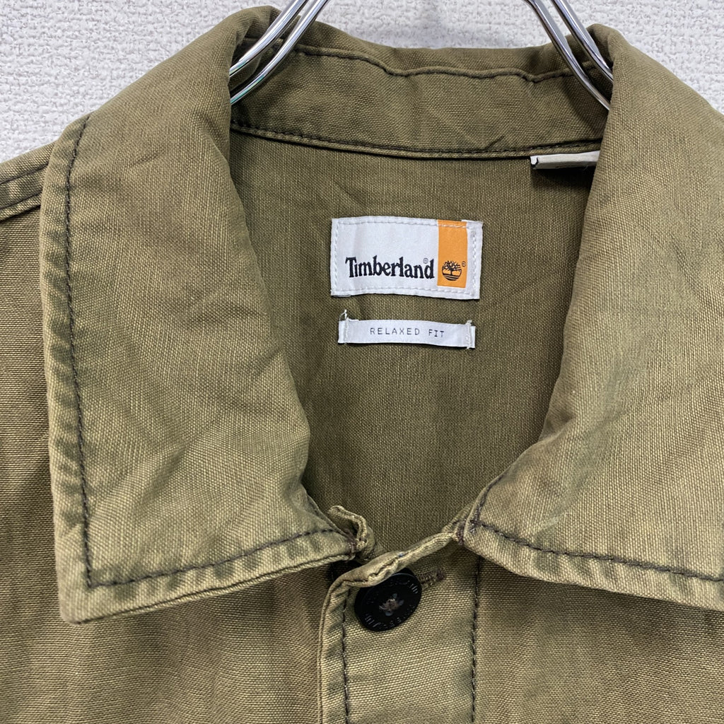 Timberland　ティンバーランド　ガーメント ダイ オックスフォード ユーティリティ オーバーシャツ　カーキ　Lサイズ