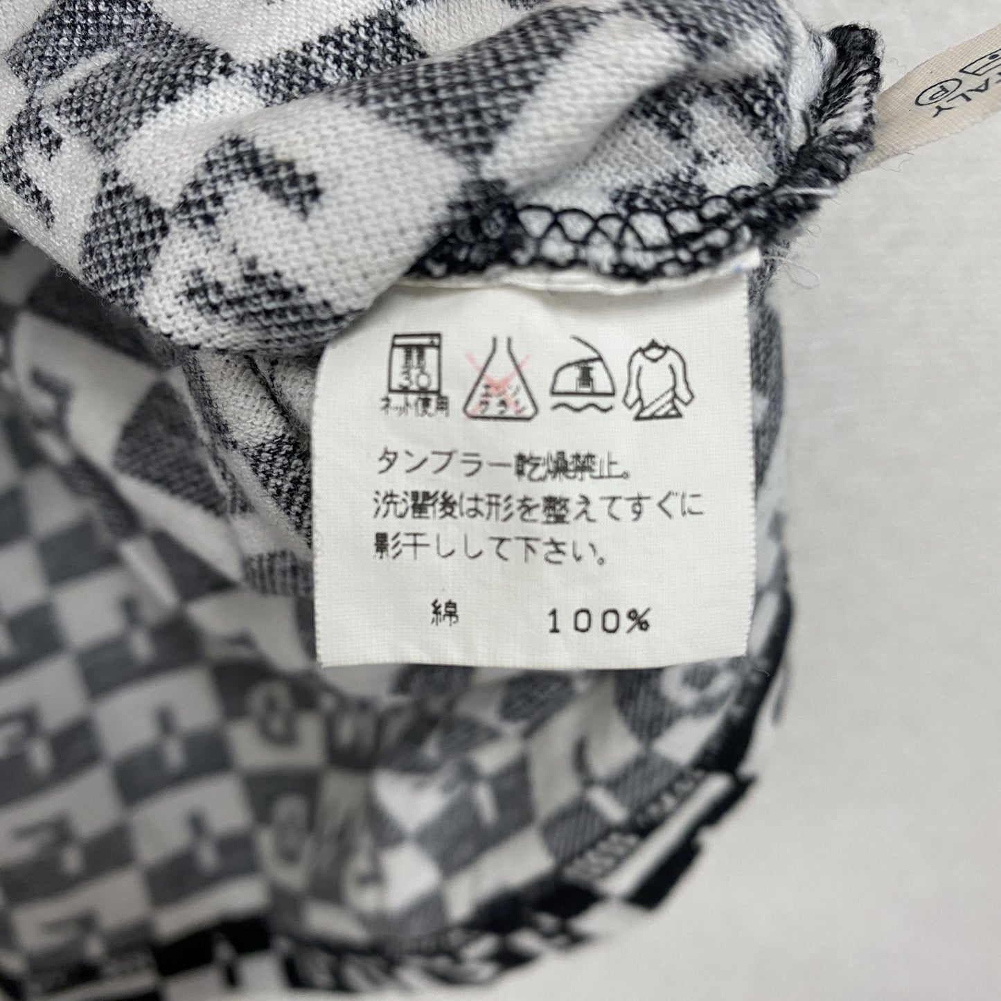 ～00s　FENDI　フェンディ　半袖ポロシャツ　ヴィンテージ　総柄　チェック柄　黒　ブラック　40サイズ