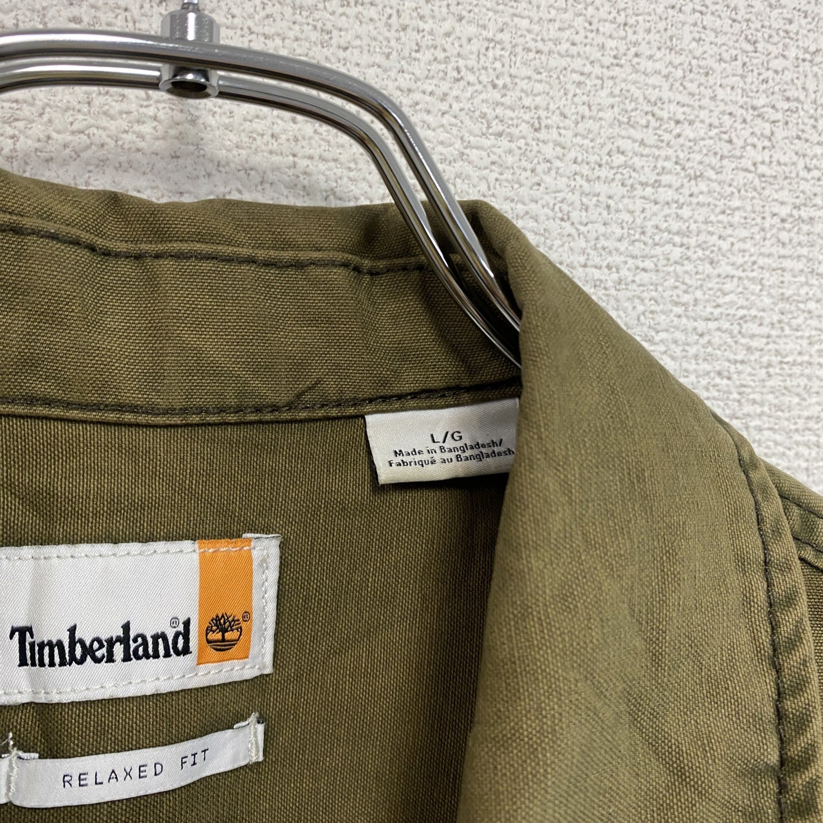 Timberland　ティンバーランド　ガーメント ダイ オックスフォード ユーティリティ オーバーシャツ　カーキ　Lサイズ