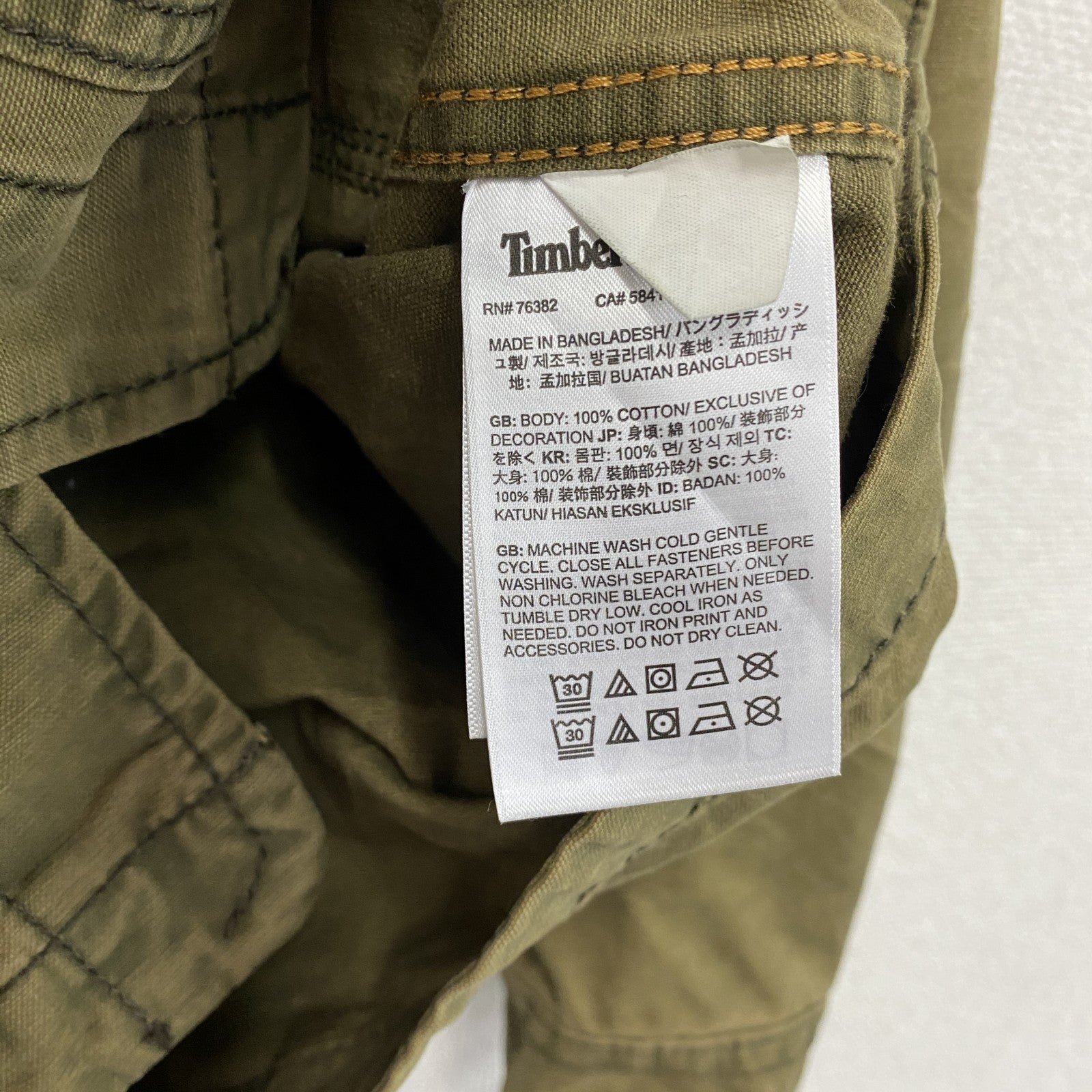 Timberland　ティンバーランド　ガーメント ダイ オックスフォード ユーティリティ オーバーシャツ　カーキ　Lサイズ