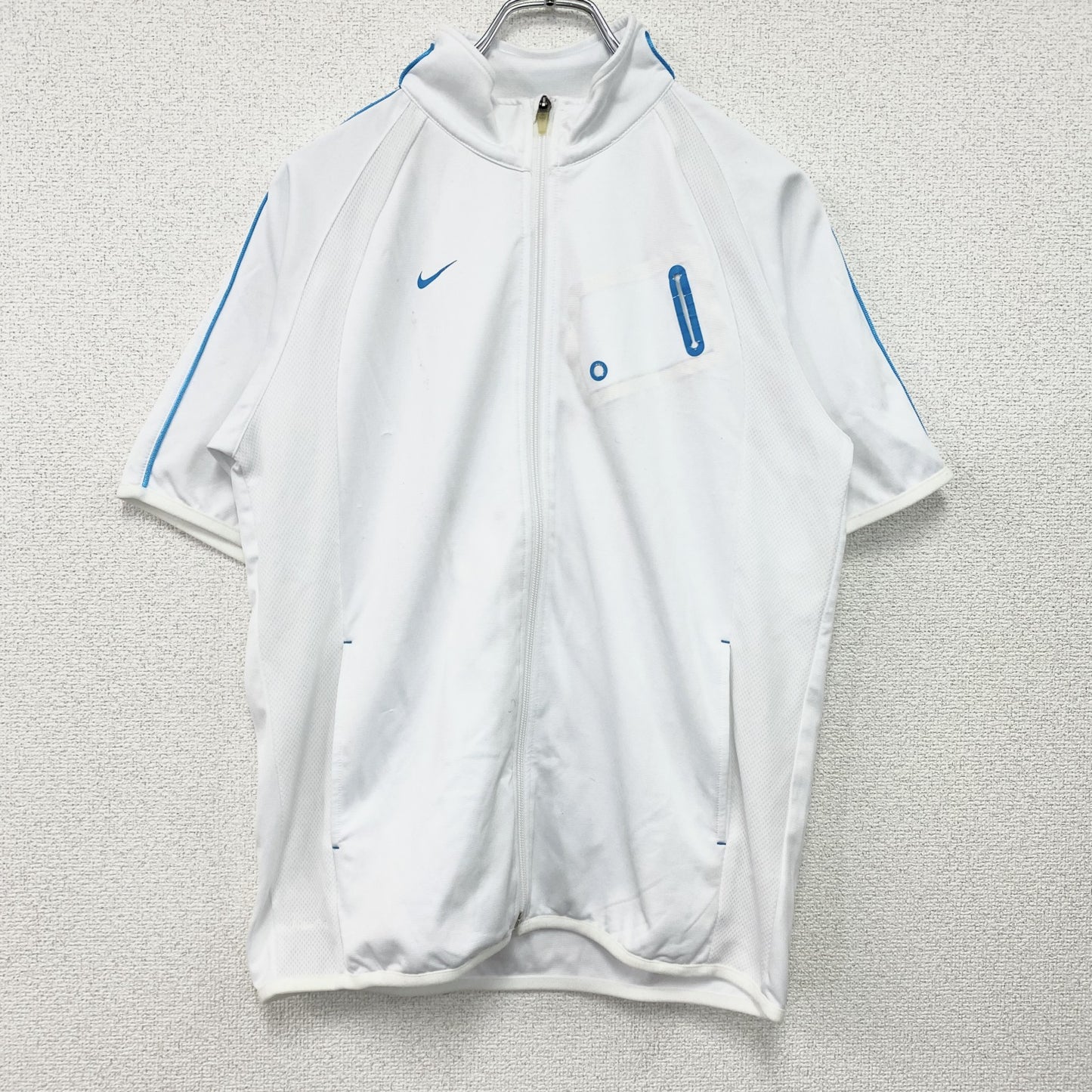 00s　NIKE　ナイキ　Dri-FIT　半袖ジャージ　ヴィンテージ　白　ホワイト　Mサイズ