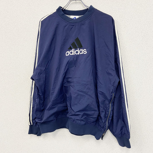 adidas　アディダス　プルオーバージャケット　ロゴ刺繡　スリーストライプス　紺　ネイビー　Lサイズ