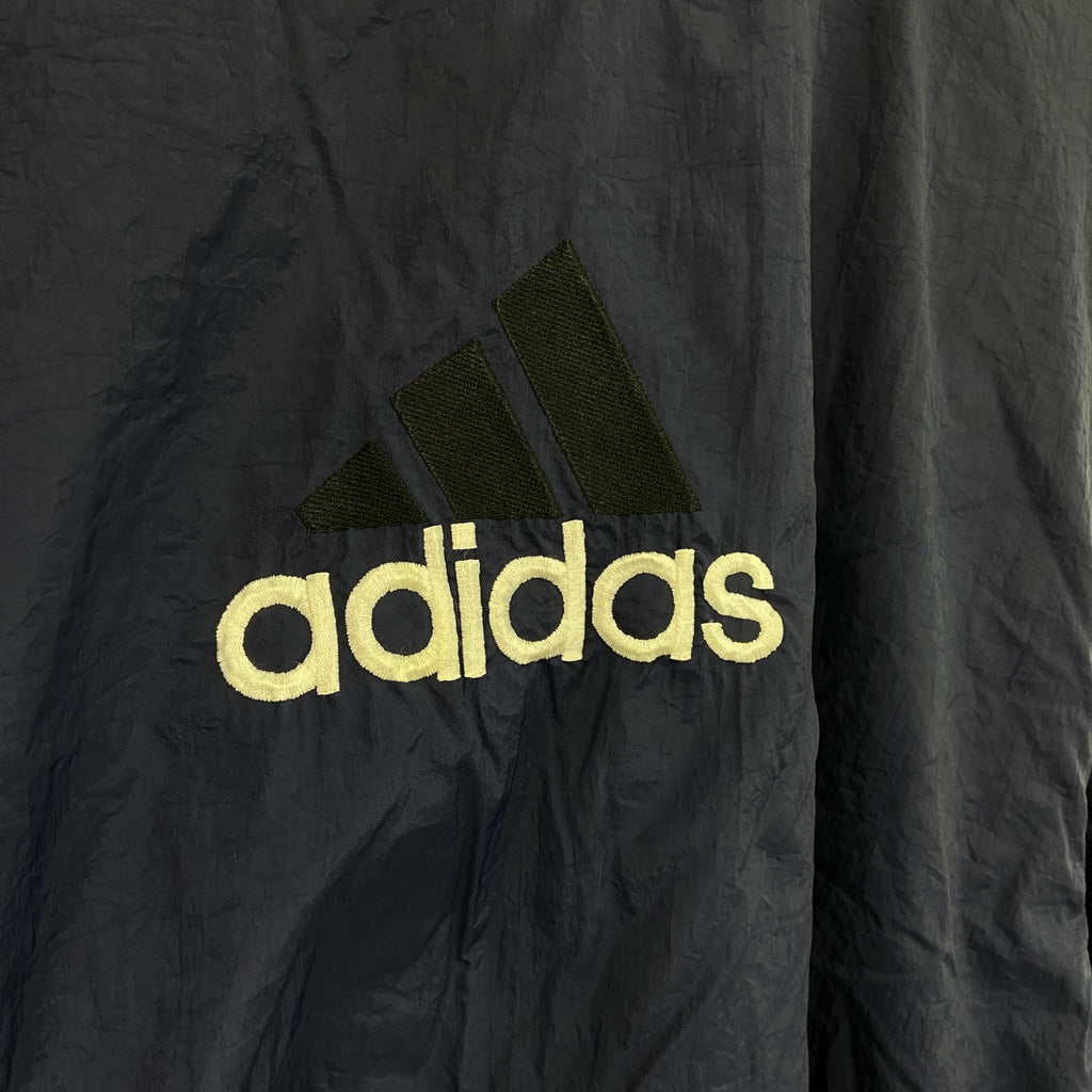 adidas　アディダス　プルオーバージャケット　ロゴ刺繡　スリーストライプス　紺　ネイビー　Lサイズ