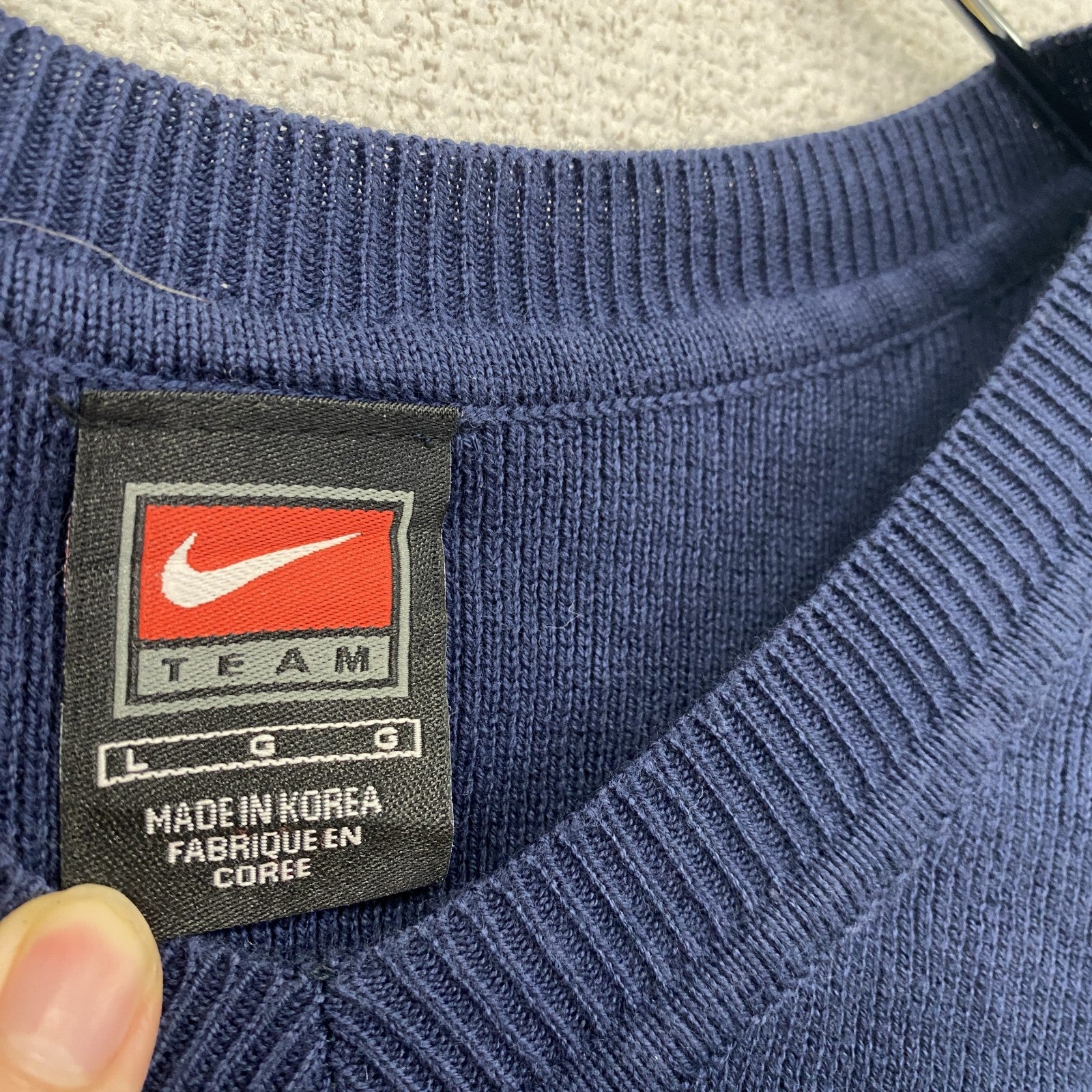 90s　NIKE　ナイキ　コットンニットベスト　ヴィンテージ　スウッシュロゴ　紺　ネイビー　Lサイズ