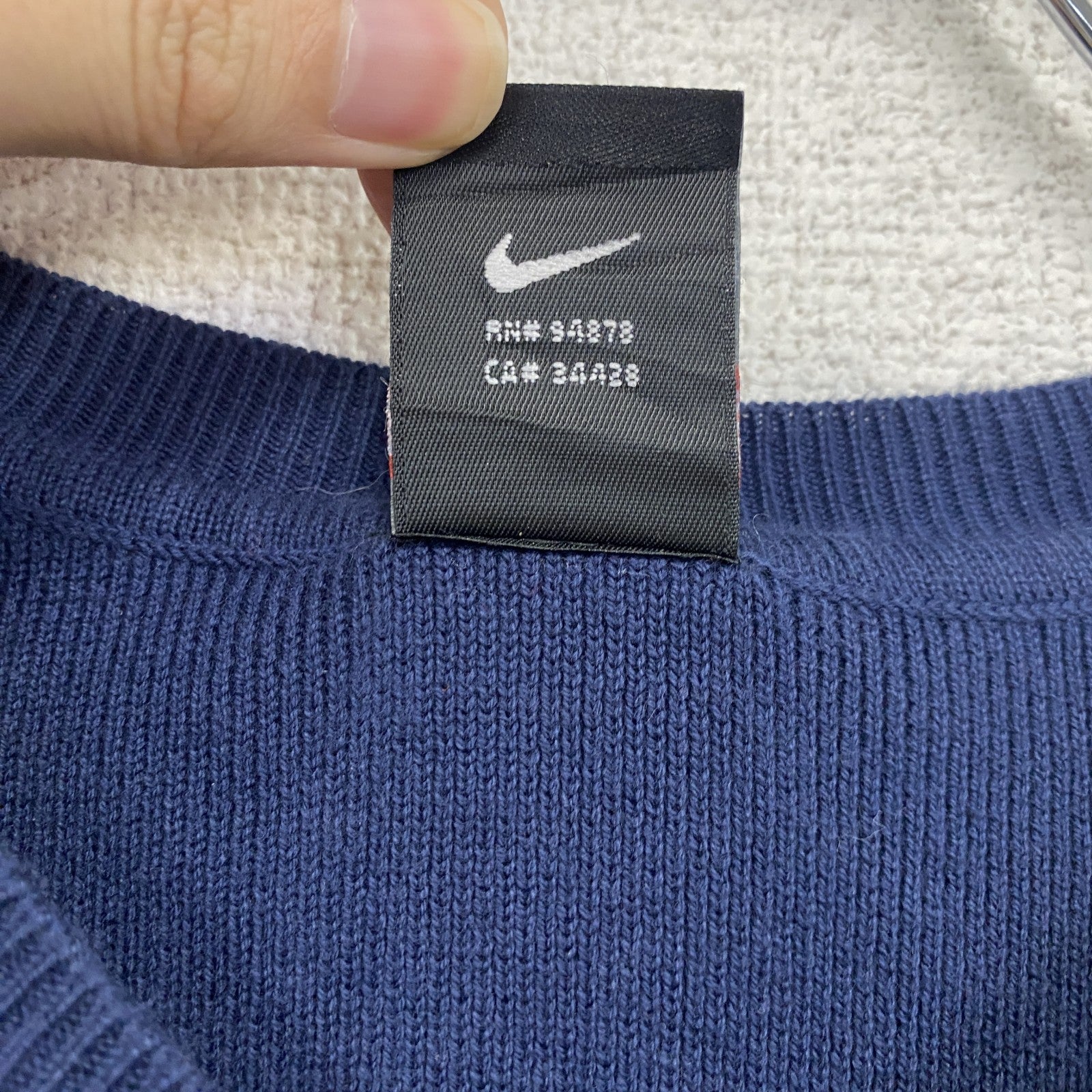 90s　NIKE　ナイキ　コットンニットベスト　ヴィンテージ　スウッシュロゴ　紺　ネイビー　Lサイズ