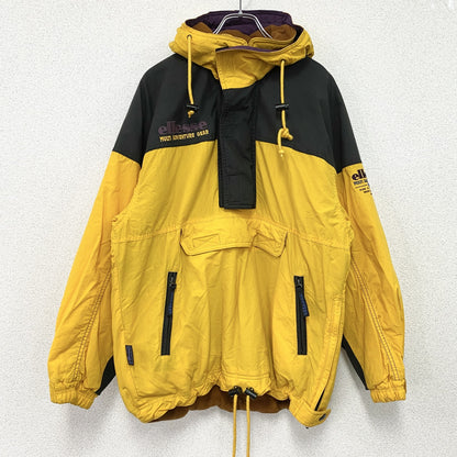 90s　ellesse　エレッセ　アノラックパーカー　ハーフジッププルオーバージャケット　スキーウェア　比翼仕立て　黄色　イエロー　Mサイズ