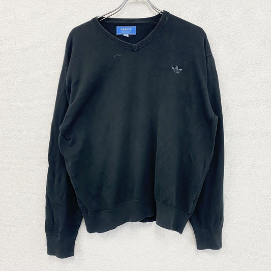 adidas　アディダス　コットンニットセーター　Vネック　黒　ブラック　XLサイズ