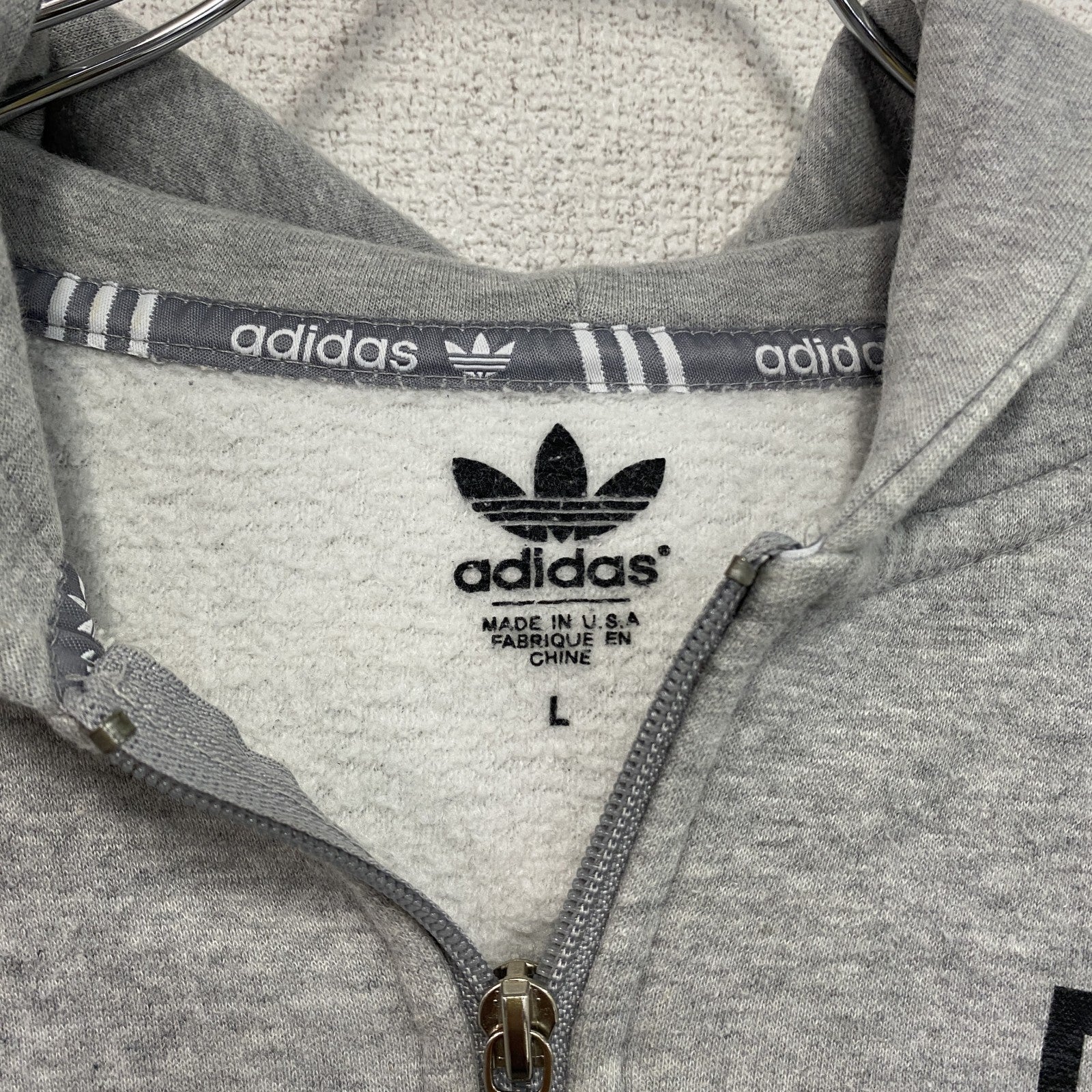 adidas　アディダス　フルジップスウェットパーカー/フーディー　グレー　Lサイズ