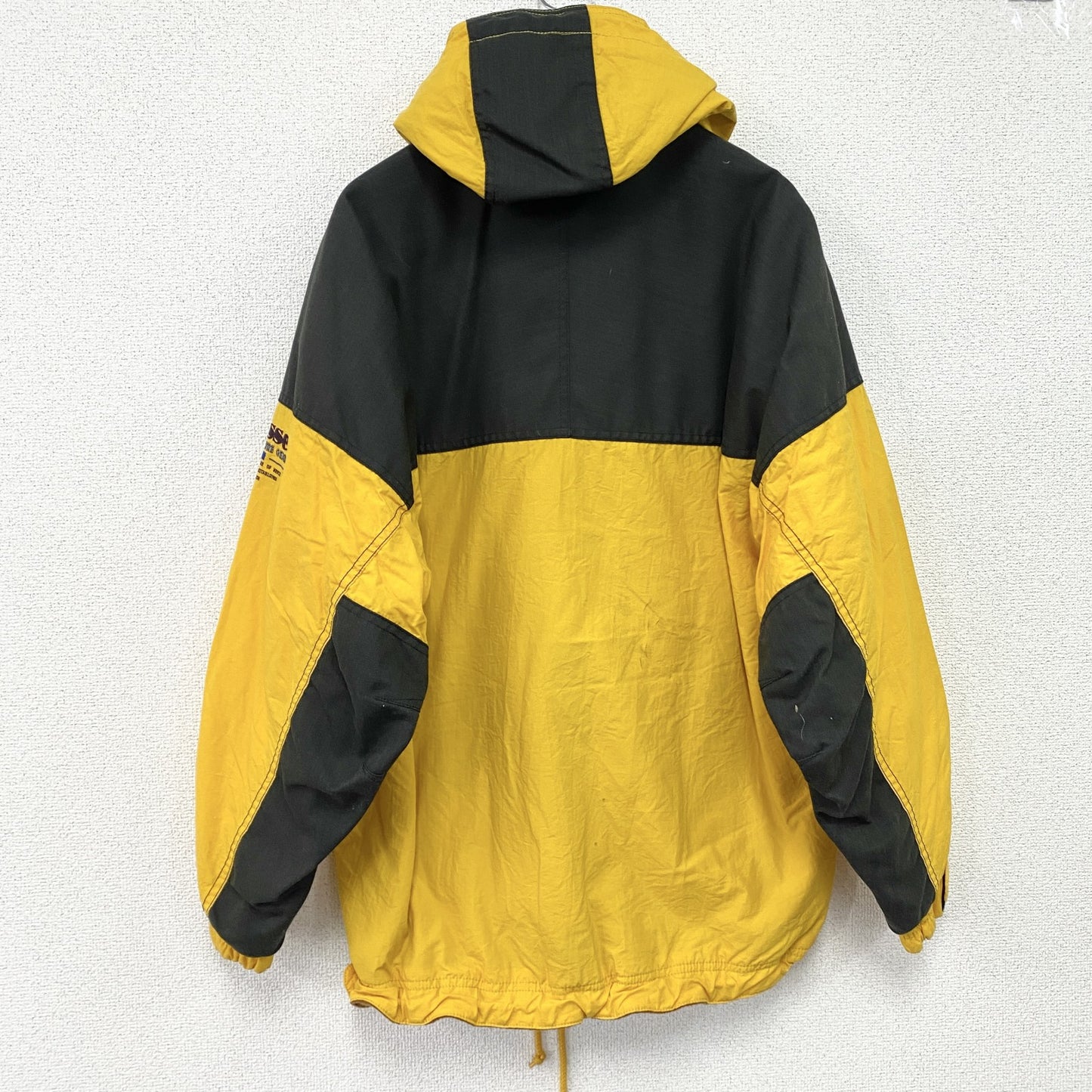 90s　ellesse　エレッセ　アノラックパーカー　ハーフジッププルオーバージャケット　スキーウェア　比翼仕立て　黄色　イエロー　Mサイズ
