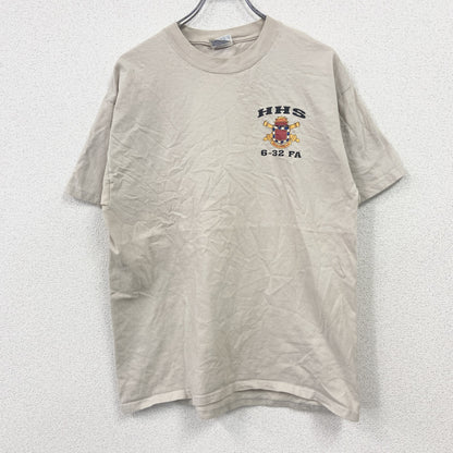 Hanes　ヘインズ　半袖プリントTシャツ　ミリタリー　ベージュ　Lサイズ