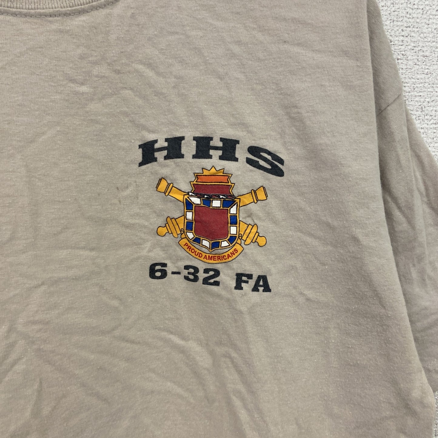 Hanes　ヘインズ　半袖プリントTシャツ　ミリタリー　ベージュ　Lサイズ