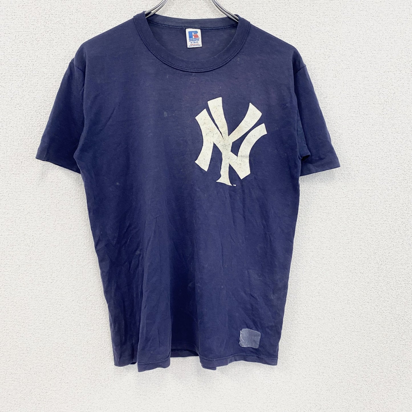 ～90s　RUSSELL　ラッセル　ニューヨークヤンキース　半袖Tシャツ　ヴィンテージ　紺　ネイビー　Mサイズ