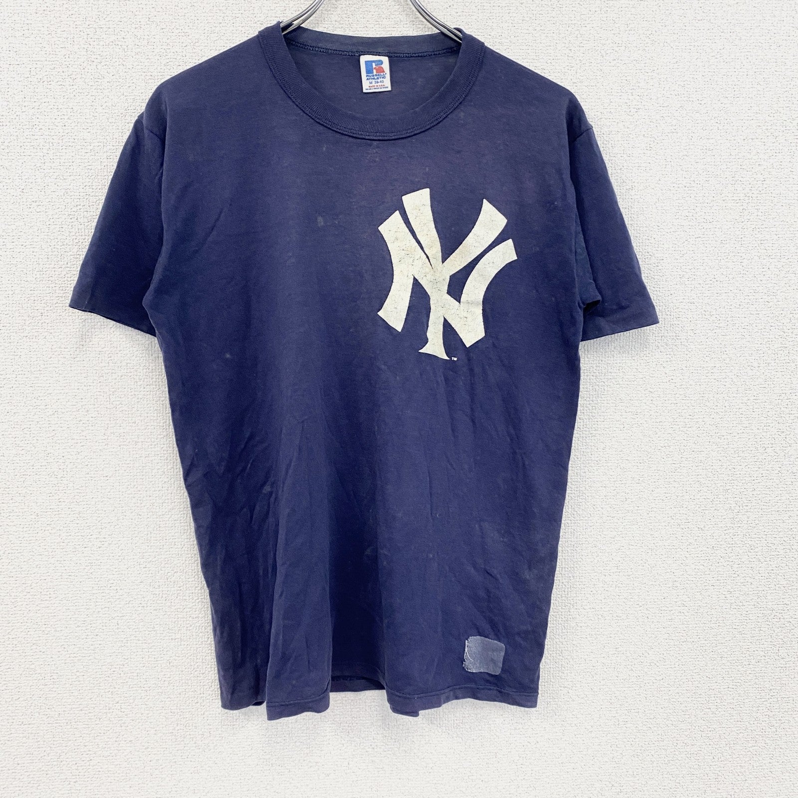 ～90s　RUSSELL　ラッセル　ニューヨークヤンキース　半袖Tシャツ　ヴィンテージ　紺　ネイビー　Mサイズ
