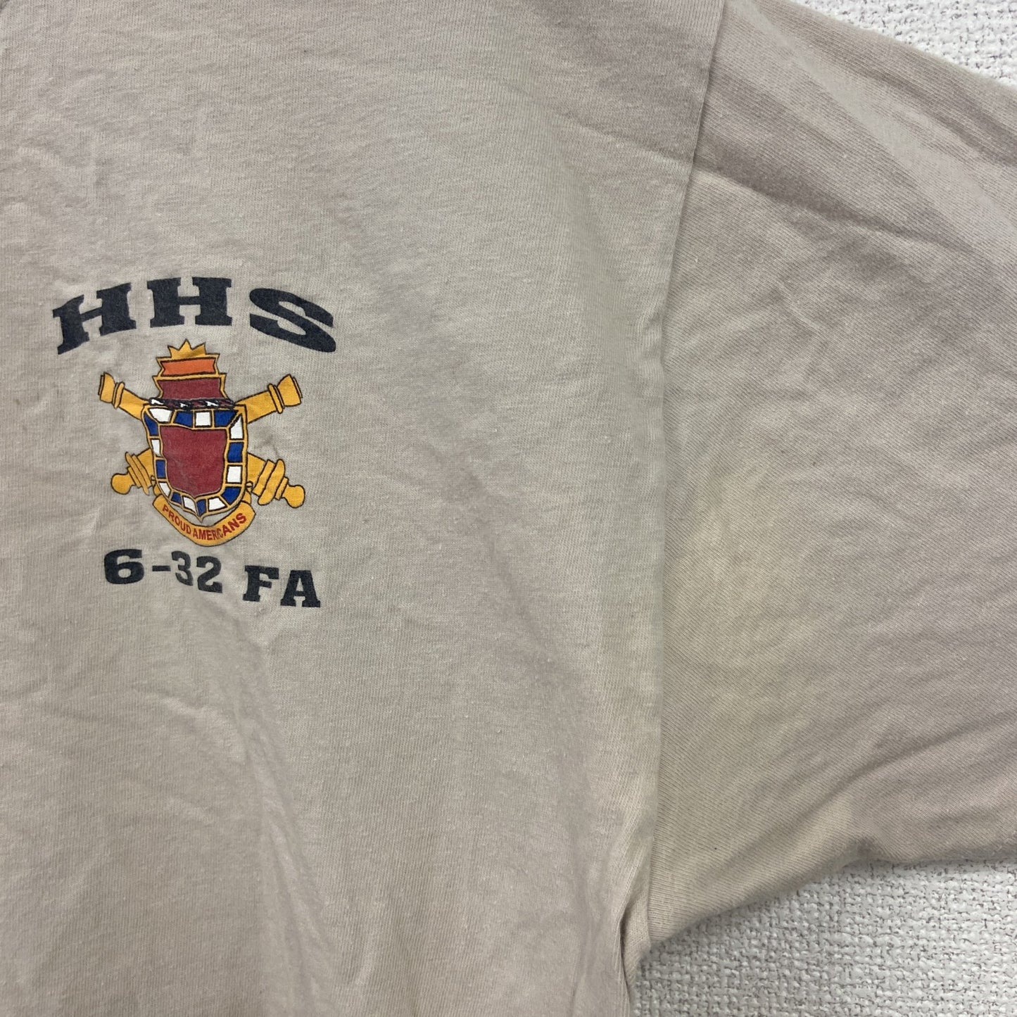Hanes　ヘインズ　半袖プリントTシャツ　ミリタリー　ベージュ　Lサイズ