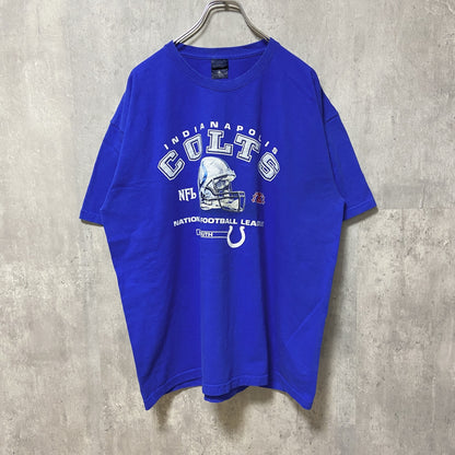 古着 used　NFL　INDIANAPOLIS COLTS　アメフト　半袖オフィシャルプリントTシャツ　青　ブルー　スポーツ