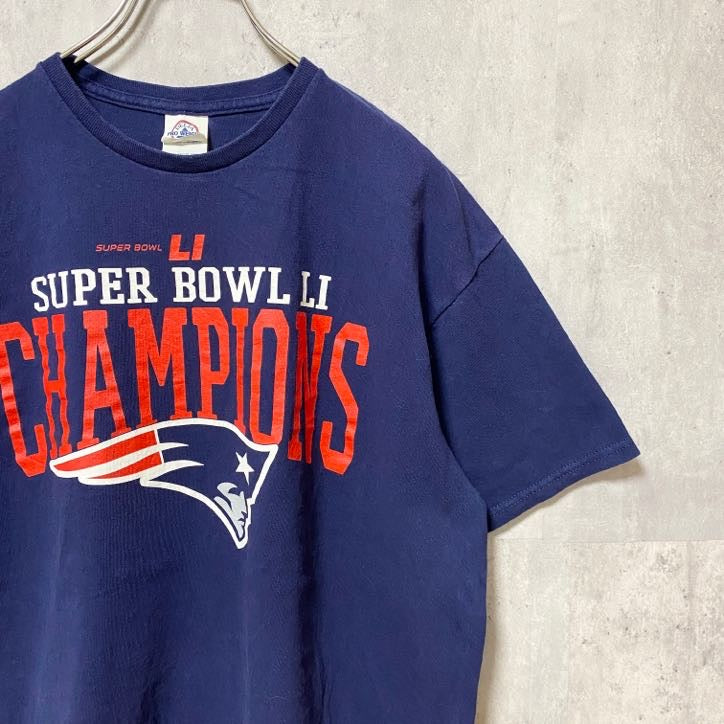 古着 used　NFL　SUPER BOWL CHAMPIONS　アメフト　半袖プリントTシャツ　スポーツ　ネイビー　紺　Lサイズ