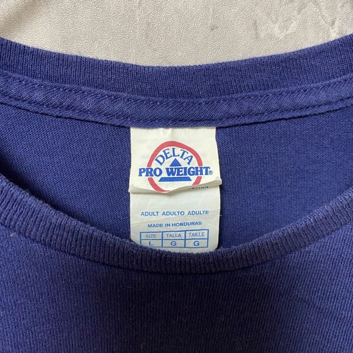 古着 used　NFL　SUPER BOWL CHAMPIONS　アメフト　半袖プリントTシャツ　スポーツ　ネイビー　紺　Lサイズ
