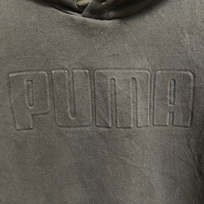 古着 used　PUMA　プーマ　長袖ロゴ立体パーカー　スウェットプルオーバー　シンプル　黒　ブラック　秋冬服　Lサイズ