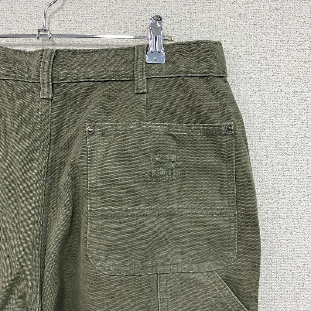ノーブランド　ダブルニーペインターパンツ　ダックパンツ　ジップフライ　カーキ