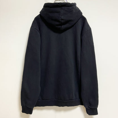 古着 used　PUMA　プーマ　長袖ロゴ立体パーカー　スウェットプルオーバー　シンプル　黒　ブラック　秋冬服　Lサイズ