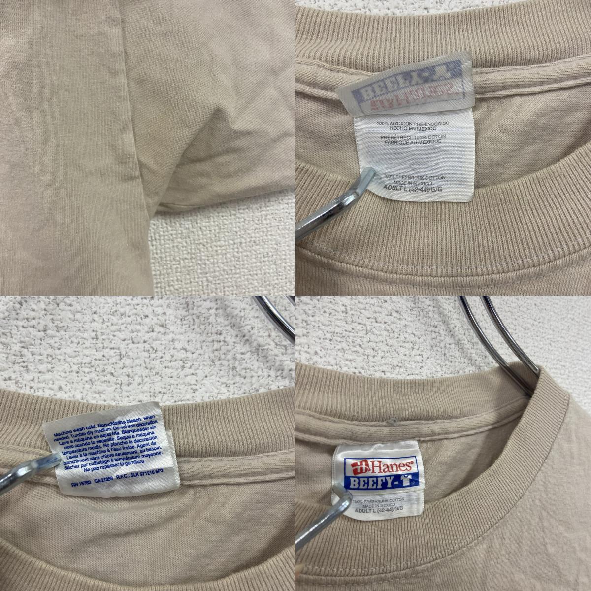 Hanes　ヘインズ　半袖プリントTシャツ　ミリタリー　ベージュ　Lサイズ