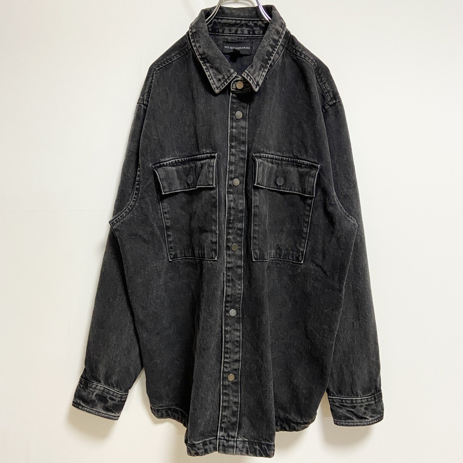 古着 used　NO BOUNDARIES　ノーバウンダリーズ　長袖デニムジャケット　Gジャン　黒　ブラック　秋冬服　Lサイズ