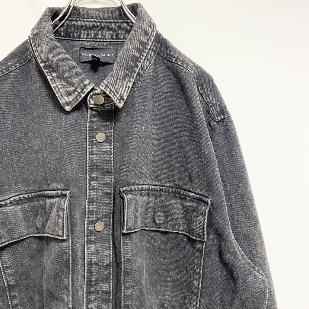古着 used　NO BOUNDARIES　ノーバウンダリーズ　長袖デニムジャケット　Gジャン　黒　ブラック　秋冬服　Lサイズ