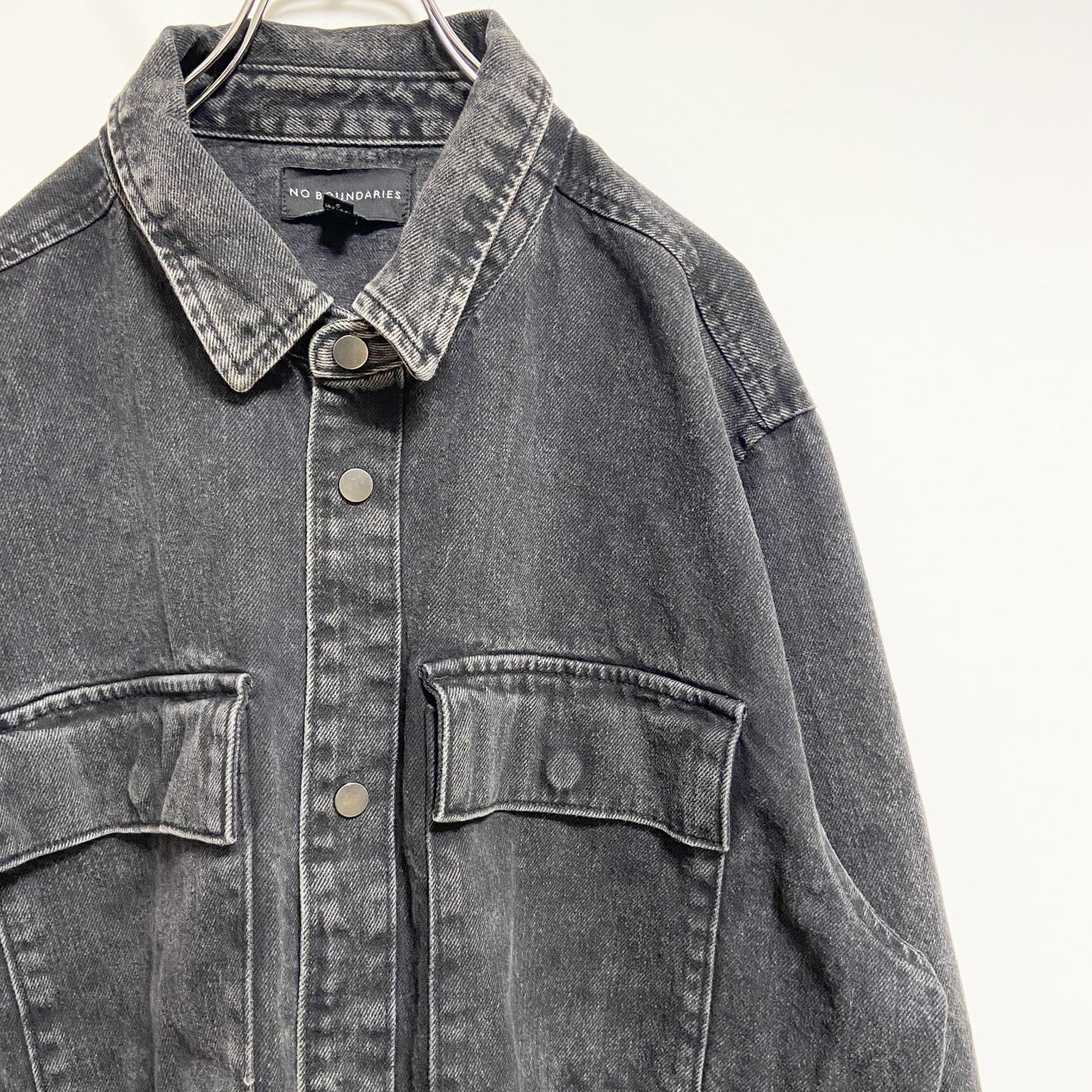 古着 used　NO BOUNDARIES　ノーバウンダリーズ　長袖デニムジャケット　Gジャン　黒　ブラック　秋冬服　Lサイズ