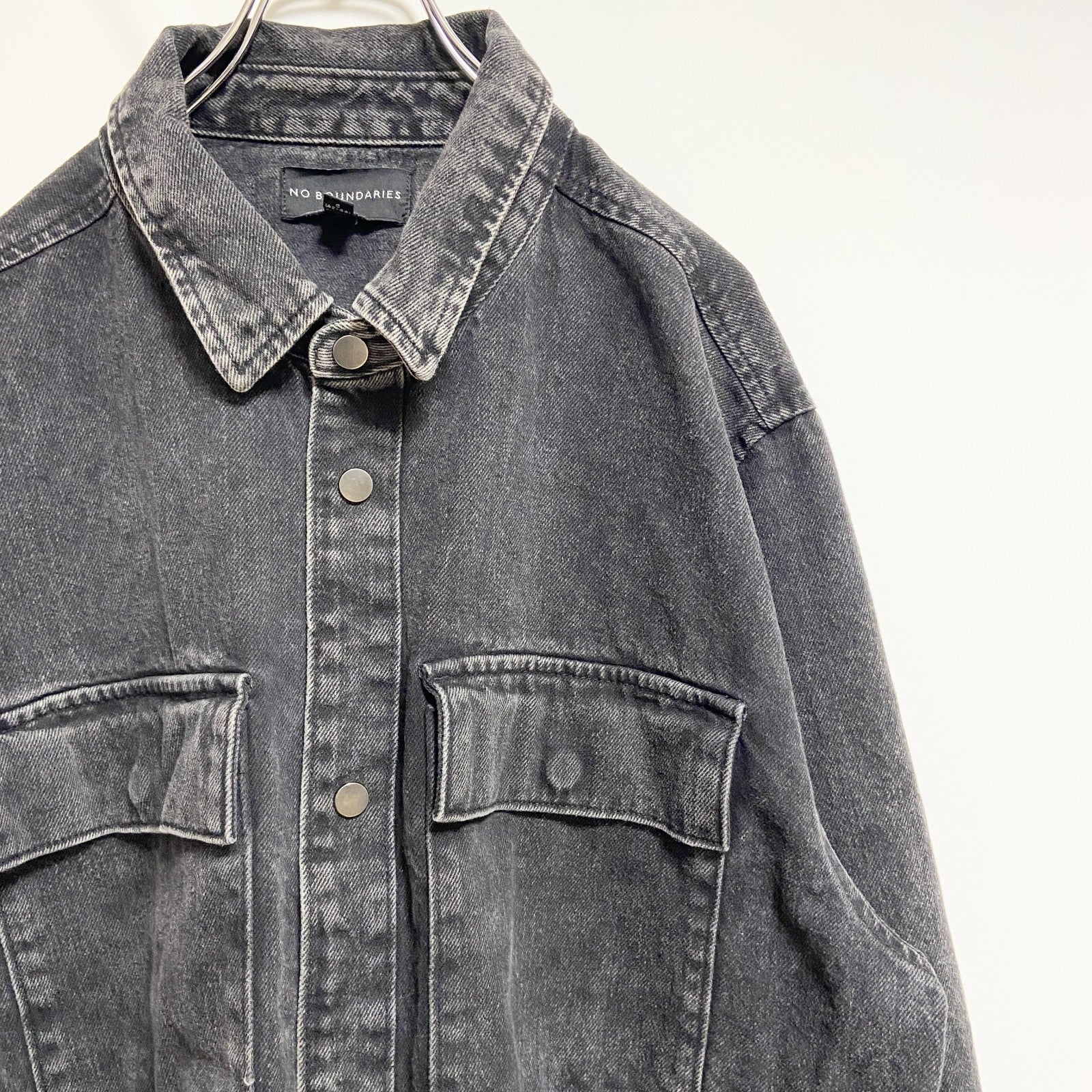 古着 used　NO BOUNDARIES　ノーバウンダリーズ　長袖デニムジャケット　Gジャン　黒　ブラック　秋冬服　Lサイズ