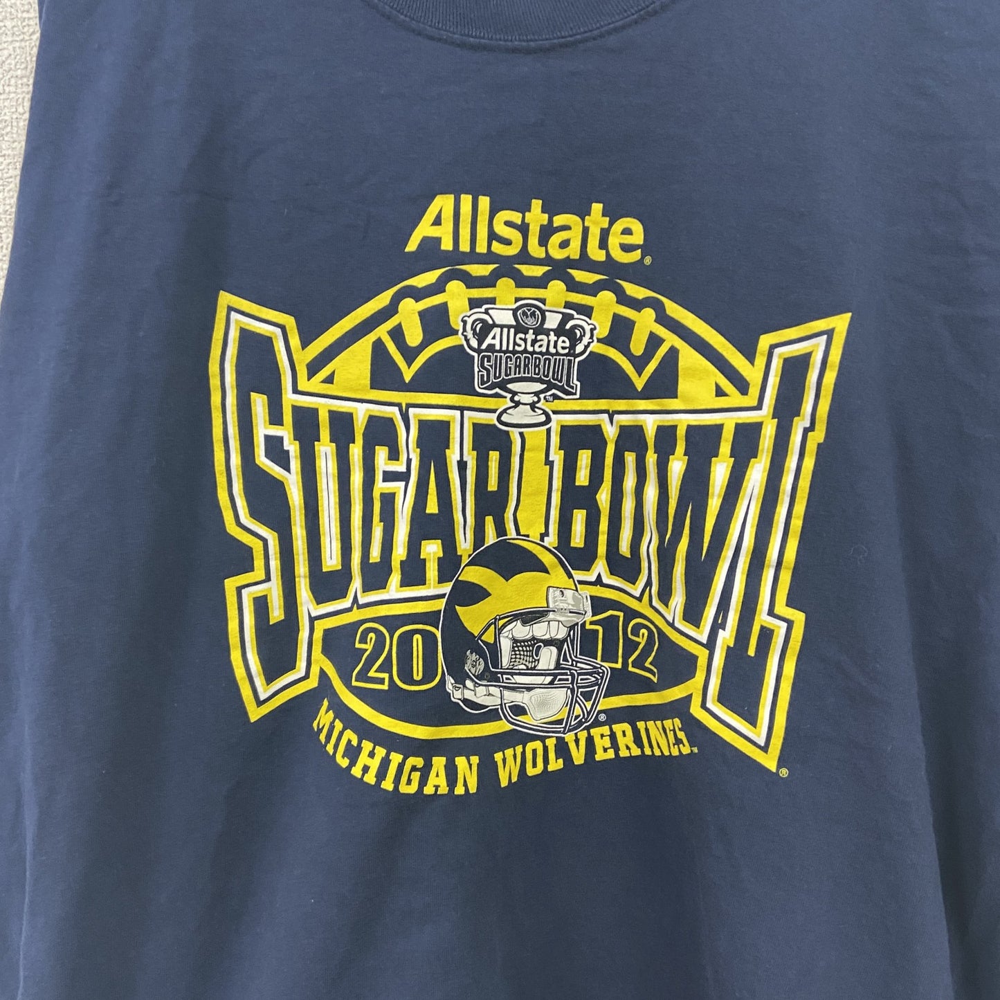GILDAN　ギルダン　長袖プリントTシャツ　ミシガン大学　アメフト　紺　ネイビー　2XLサイズ