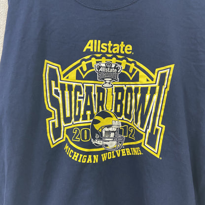 GILDAN　ギルダン　長袖プリントTシャツ　ミシガン大学　アメフト　紺　ネイビー　2XLサイズ