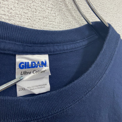 GILDAN　ギルダン　長袖プリントTシャツ　ミシガン大学　アメフト　紺　ネイビー　2XLサイズ
