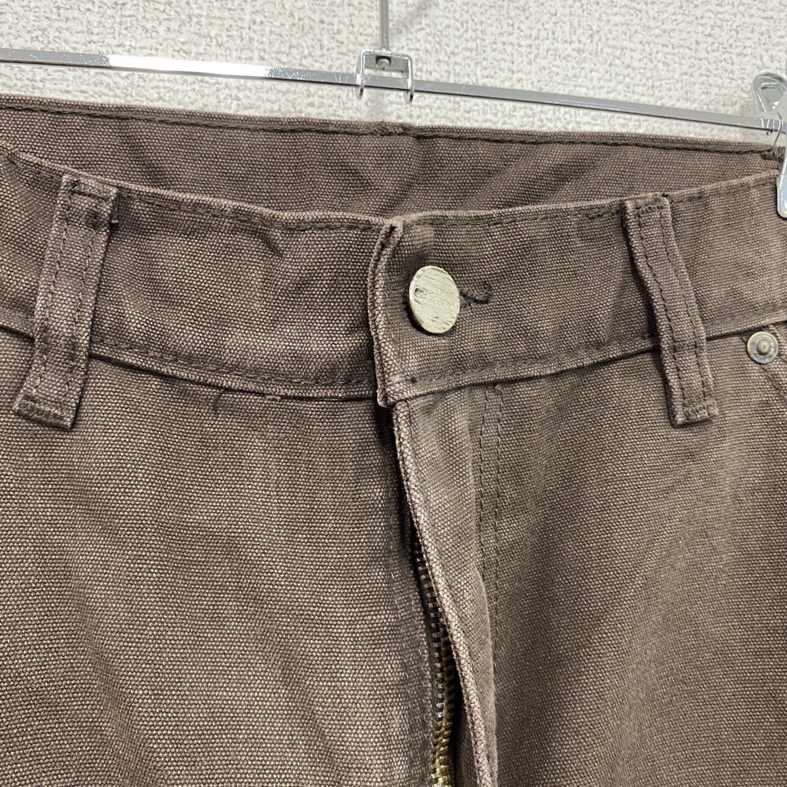 ノーブランド　ダブルニーペインターパンツ　ダックパンツ　ジップフライ　ブラウン