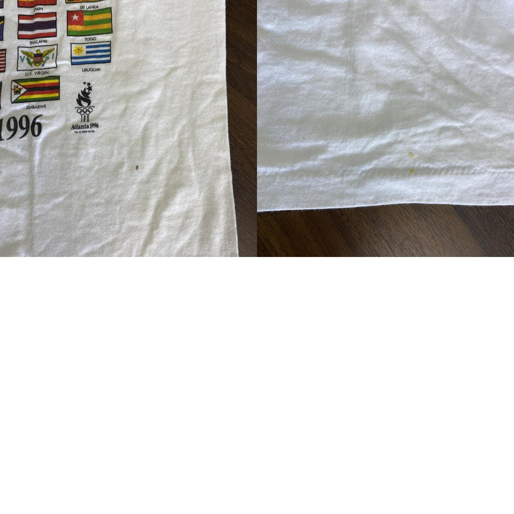 90s　Hanes　ヘインズ　半袖プリントTシャツ　アトランタオリンピック　シングルステッチ　ヴィンテージ　白　ホワイト　Lサイズ