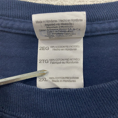 GILDAN　ギルダン　長袖プリントTシャツ　ミシガン大学　アメフト　紺　ネイビー　2XLサイズ
