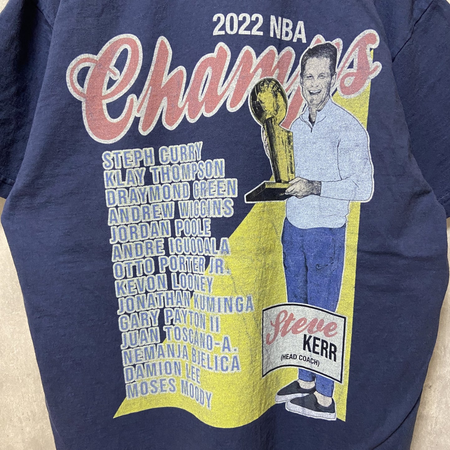 古着 used　NBA WARRIORS　ウォリアーズ　バスケ　半袖プリントTシャツ　バックプリント　ネイビー　紺　スポーツ