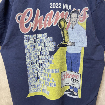 古着 used　NBA WARRIORS　ウォリアーズ　バスケ　半袖プリントTシャツ　バックプリント　ネイビー　紺　スポーツ