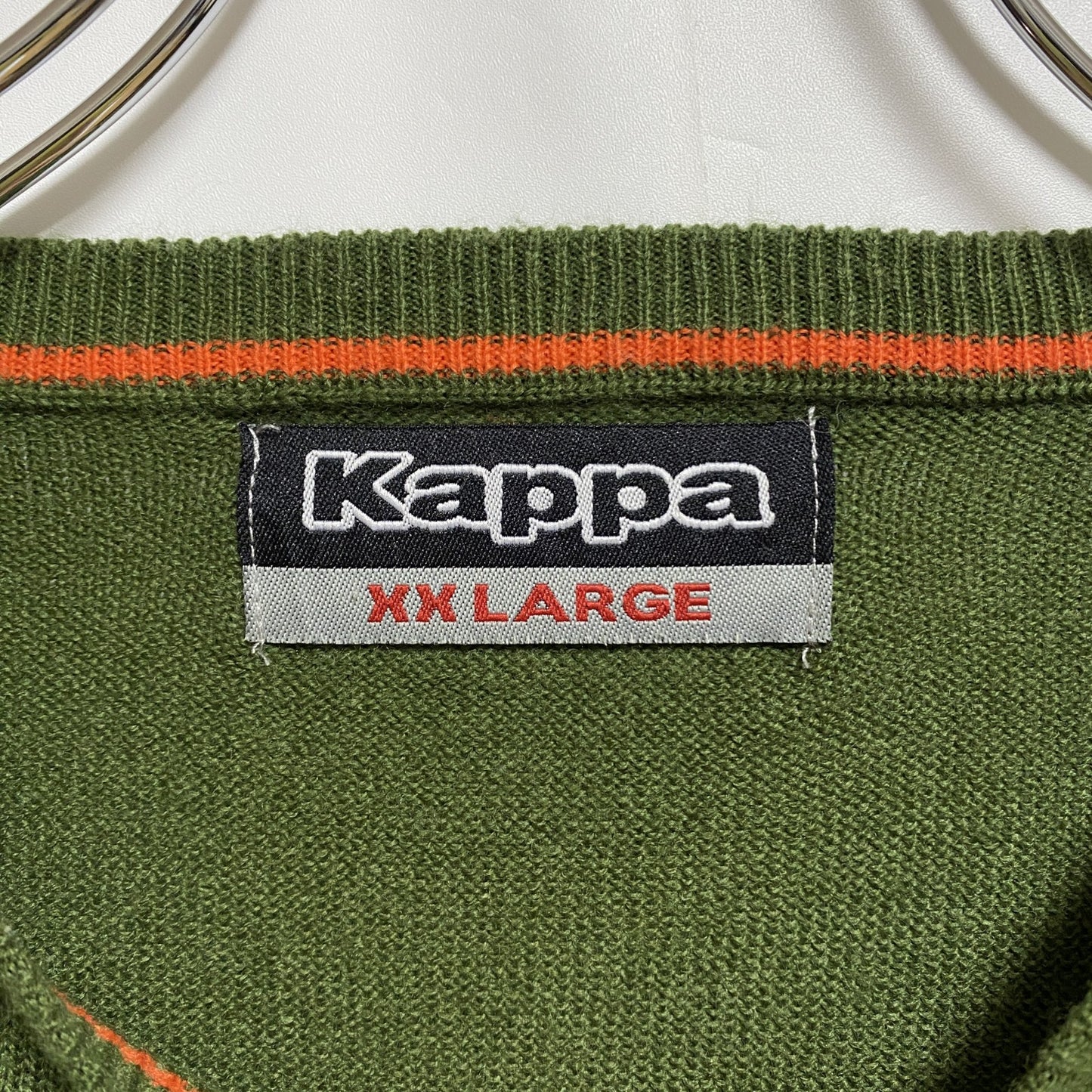 KAPPA　カッパ　ニットセーター　ワンポイント　刺繍ロゴ　ビッグシルエット　スポーツミックス　緑　グリーン　2XLサイズ