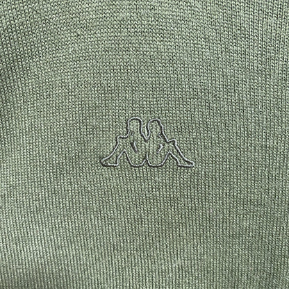 KAPPA　カッパ　ニットセーター　ワンポイント　刺繍ロゴ　ビッグシルエット　スポーツミックス　緑　グリーン　2XLサイズ