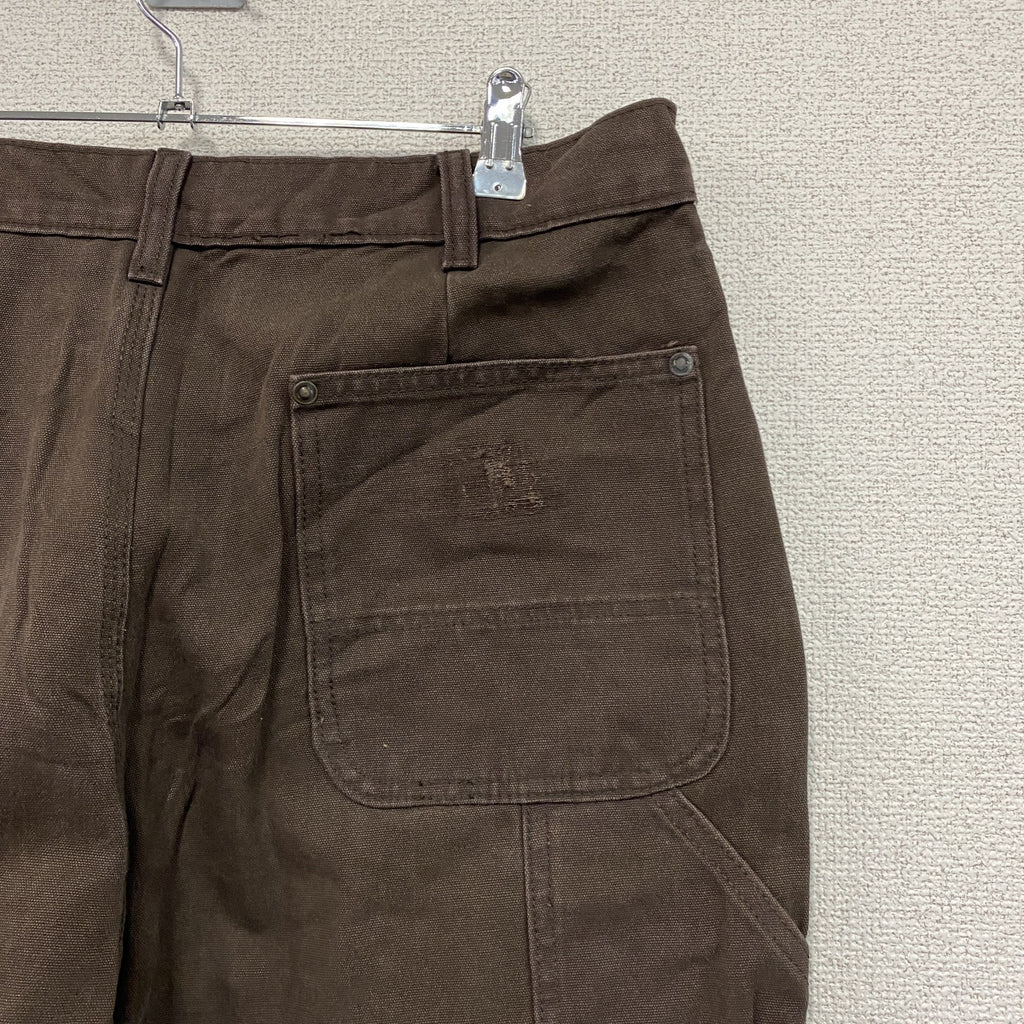 ノーブランド　ダブルニーペインターパンツ　ダックパンツ　ジップフライ　ブラウン