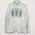 90s　FRUIT OF THE LOOM　フルーツオブザルーム　長袖プリントTシャツ　灰色　グレー　XLサイズ