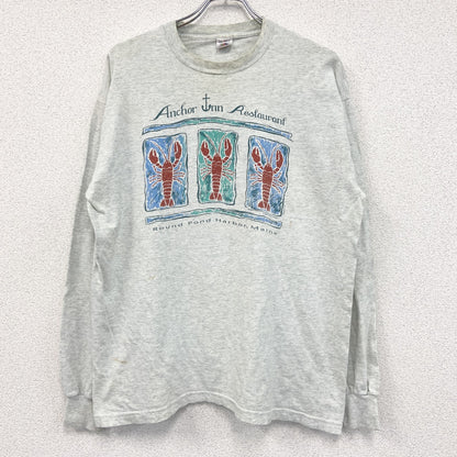 90s　FRUIT OF THE LOOM　フルーツオブザルーム　長袖プリントTシャツ　灰色　グレー　XLサイズ
