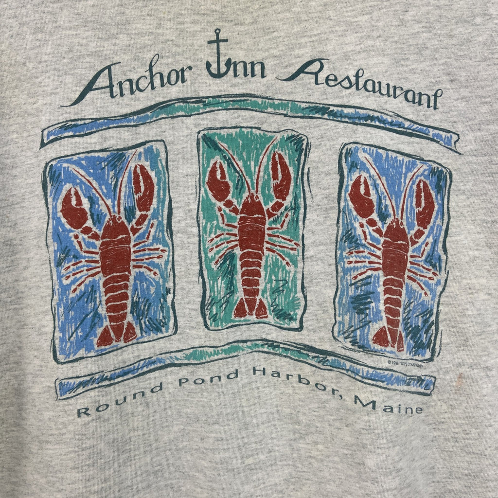 90s　FRUIT OF THE LOOM　フルーツオブザルーム　長袖プリントTシャツ　灰色　グレー　XLサイズ