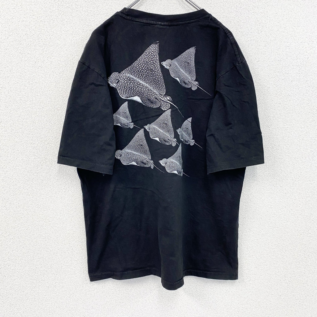 MALDIVES　半袖プリントTシャツ　アニマルT　マンタ　黒　ブラック　XLサイズ